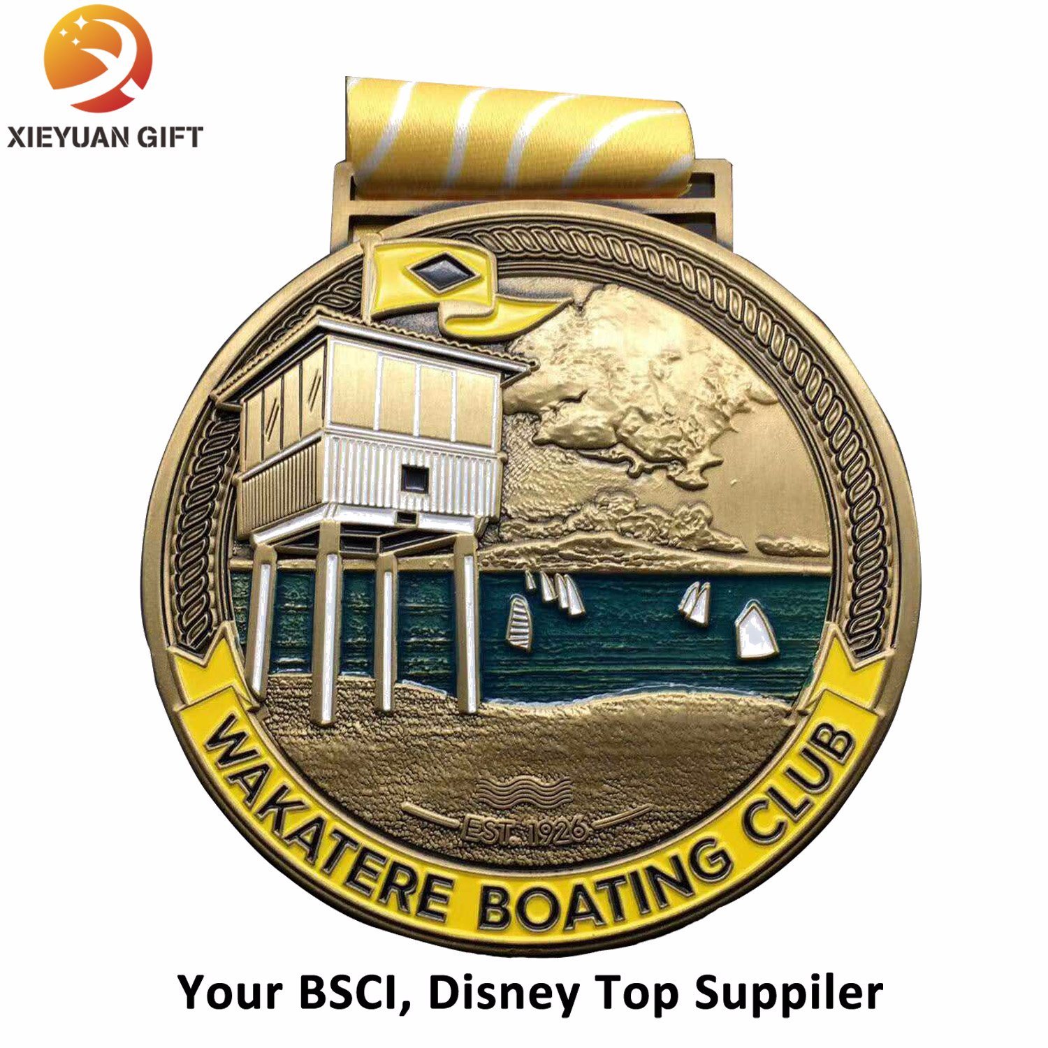 Die Casting Copper Swimming Medal with Engraved Logo (XY100607)