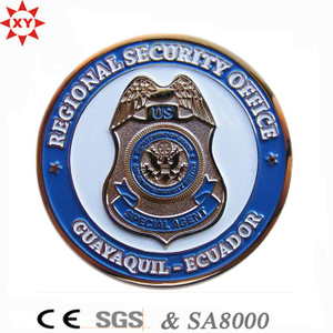 Free Sampl Zinc Alloy 3D Metal Coin with Badge Police Logo