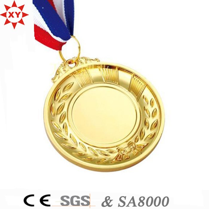 Custom Blank Gold Metal Medal with Nylon Ribbon