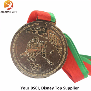 High Quality Antique Sports Promotion Medal with Red Ribbon