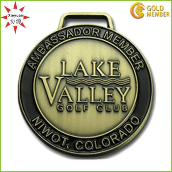 Golf Club Logo Medal with Antique Brass Wholesale in China