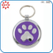 Hot Sale Purple Engravable Paw Shaped Round Pet Tags Dog Tag