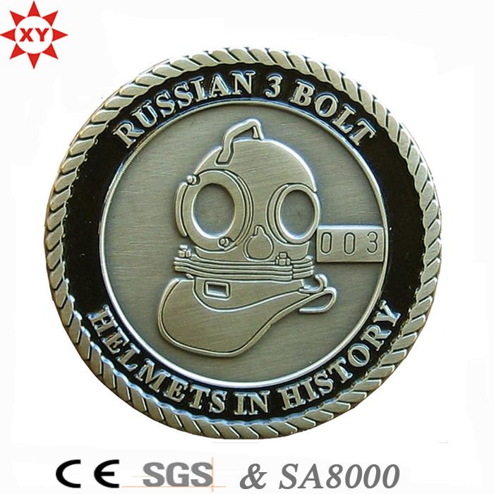 Free Sampl Zinc Alloy 3D Metal Coin with Badge Police Logo