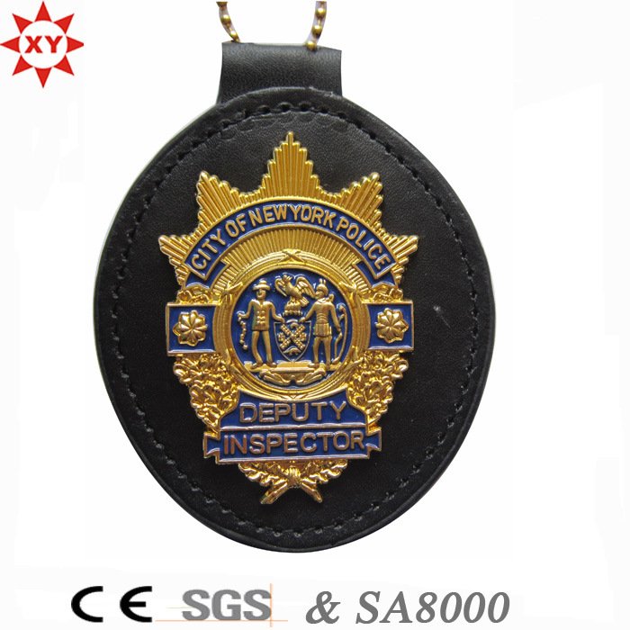 Custom Leather and Metal Police Badge for Us