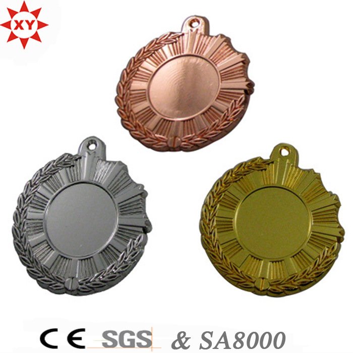 Custom Blank Gold Metal Medal with Nylon Ribbon