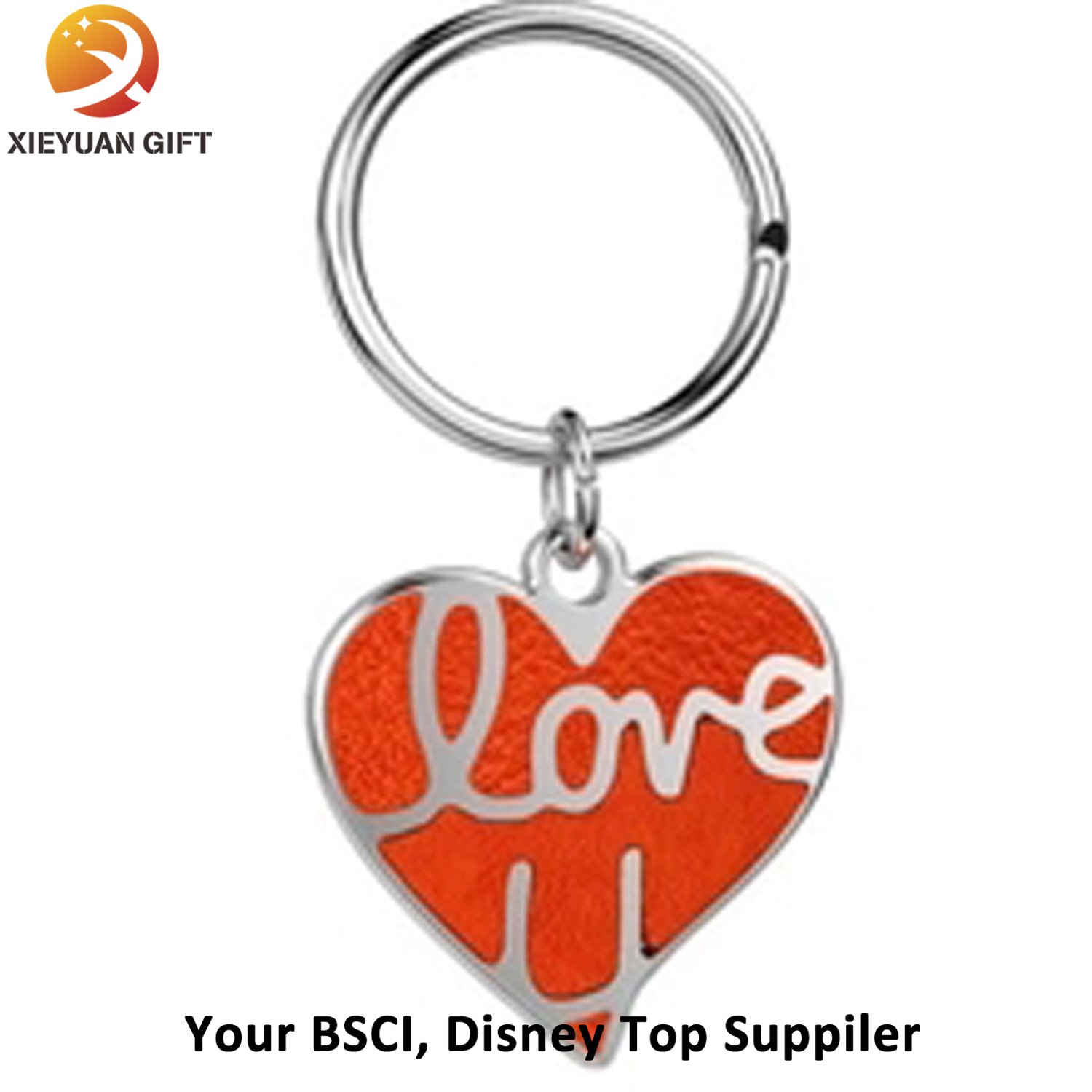 Wholesale Custom Red Color Keychain with Heart Shape