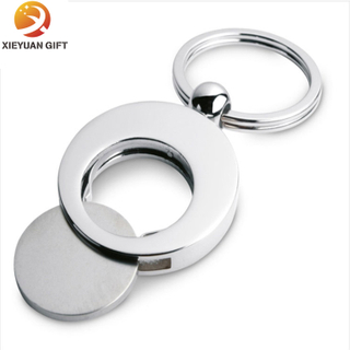 BSCI directly manufacturer 15years with experience professional do Metal Material Trolley Coins Printed Logo with Ring Keychain