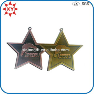 Antique Copper and Bronze Star Shape Swimming Medals