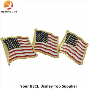 America Three Flag Soft Enamel Lapel Pin Badge