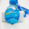 Blue snow and ice mountain ribbon medal white river red flower hollow landscape international marathon PVC medal