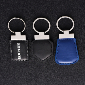 Factory high quality Supply Black Custom Pu Leather Keychain for Car